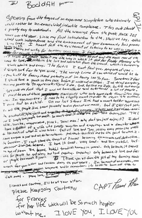 kurt cobain dead. Kurt Cobain#39;s suicide note