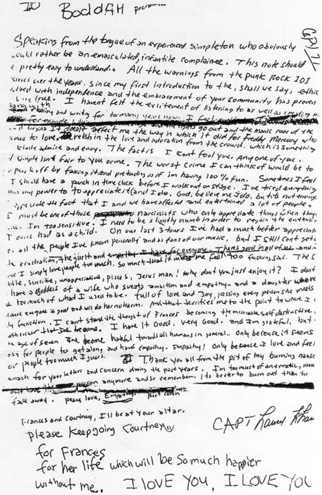 Image result for IMAGE OF cobain suicide note